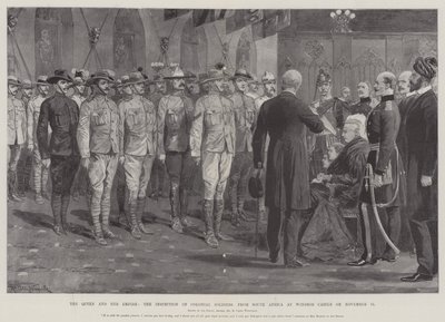 The Queen and her Empire, the Inspection of Colonial Soldiers from South Africa at Windsor Castle on 16 November by Richard Caton Woodville junior